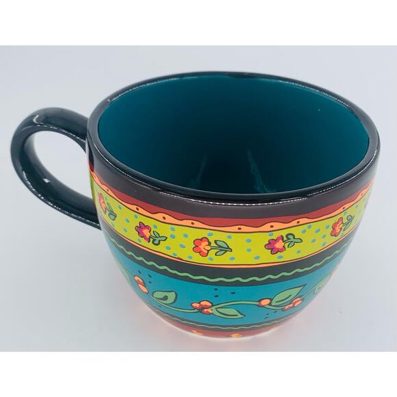 Soup Mug With Handle Julie Ingleman Certified International 3 Cup Large Strips - Picture 2 of 6